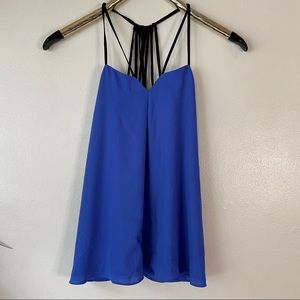 Express Blue/Black Silk Like Tank Top